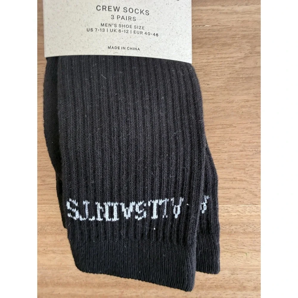 AllSaints Crew Socks‎ 3 Pack Black Men's Size US 7-13 New With Tags